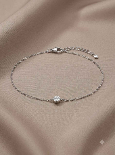 Luna Solitaire Single Anklet