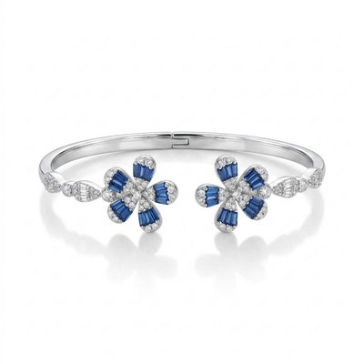 Blue Sapphire Blossom Silver Bracelet