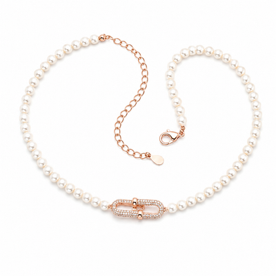 Elegant Pearl Chain Rose Gold Beaded Link Anklet for Women
