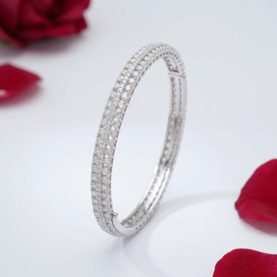Multi-Row White Stone Eternity Bangles (Pair)