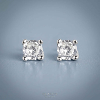 Classic Round Solitaire Zirconia Stud Earrings