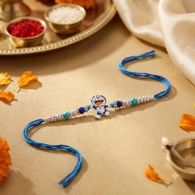 Blue Cartoon Rakhi – Kids Silver Rakhi