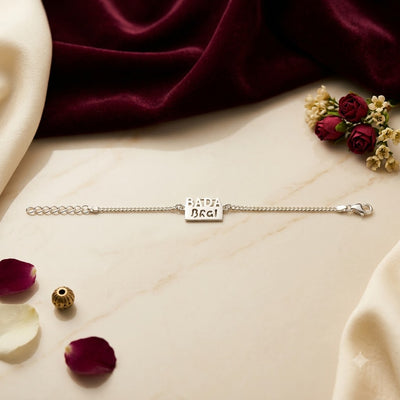 92.5 Fine Silver Designer Rakhi with Gold-Tone LOVE Charm