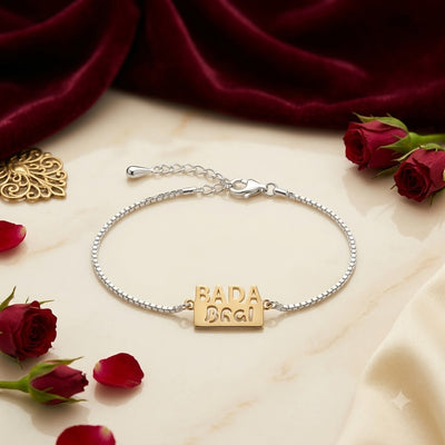 92.5 Fine Silver Designer Rakhi with Gold-Tone LOVE Charm