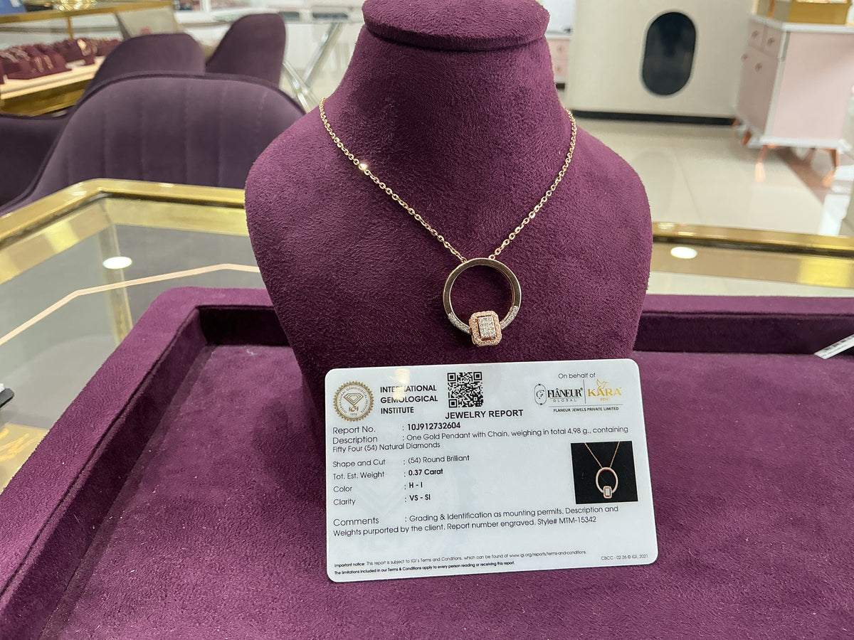 Gold Circle Diamond Pendant Necklace