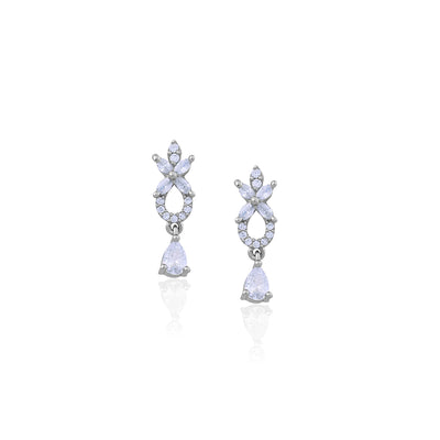 Silver Elegant CZ Teardrop & Marquise Drop Earrings