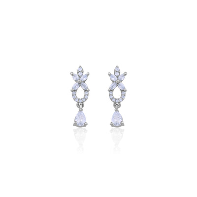 Silver Elegant CZ Teardrop & Marquise Drop Earrings