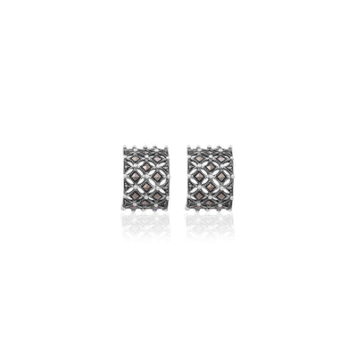 Silver Vintage Lattice Hoop Earrings