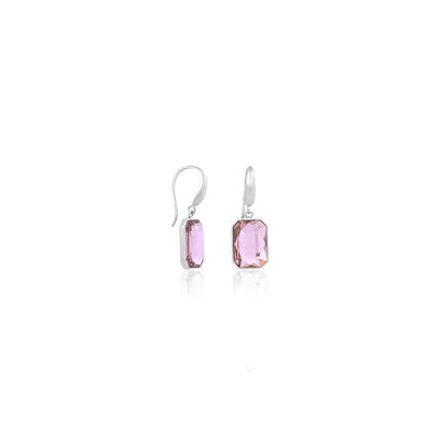 Silver Pink Stone Earrings for Her