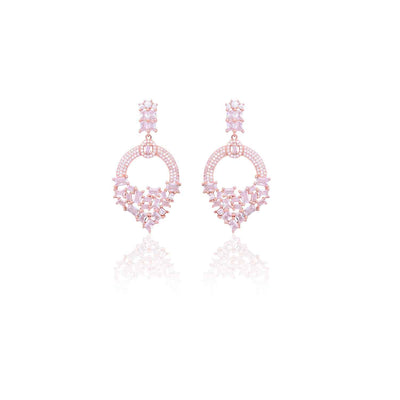 Silver Sterling CZ Hoop Drop Earrings