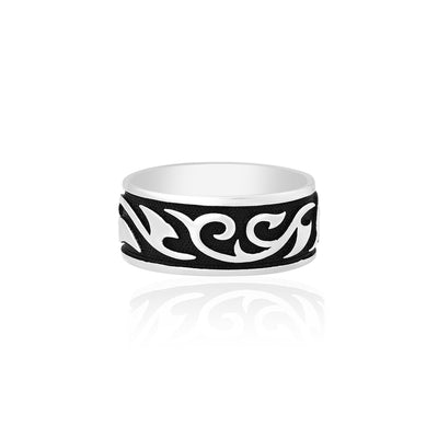 Elegant Swirl Ring Men's Bands