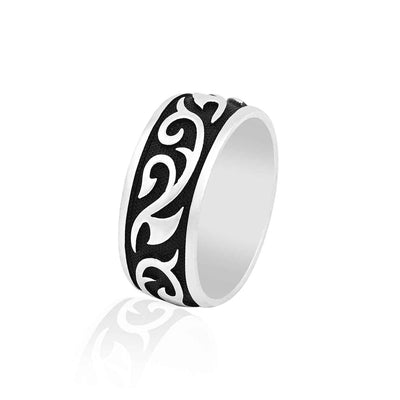 Elegant Swirl Ring Men's Bands