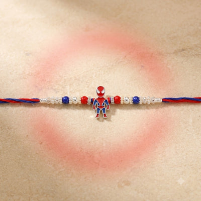 Kids Superhero Rakhi – Colorful Beaded Silver Rakhi