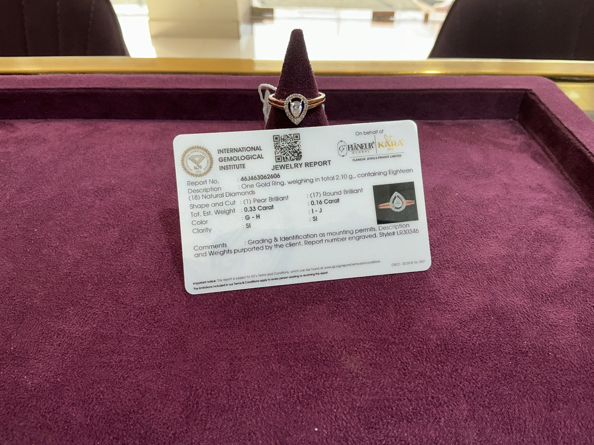 Gold Pear-Shaped Natural Diamond Halo Ring