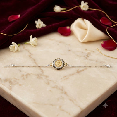 92.5 Fine Silver Om Symbol Designer Rakhi