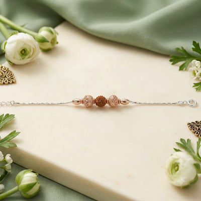 925 Silver Rudraksha Rakhi – Traditional Silver Chain Rakhi