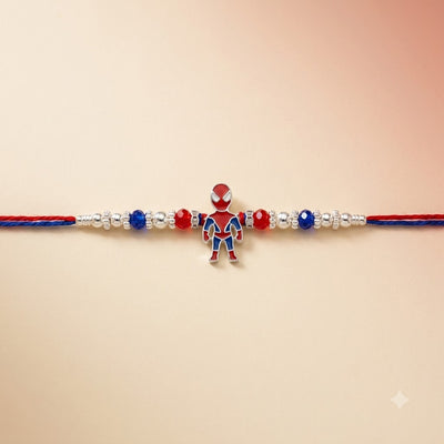 Kids Superhero Rakhi – Colorful Beaded Silver Rakhi