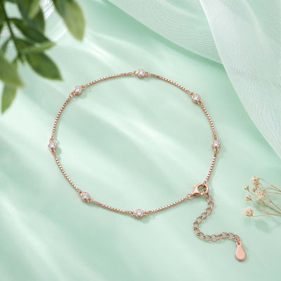 Rosé Crystal Station Chain Anklet