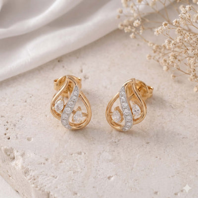 Natural Diamond Rose Gold Teardrop Earrings