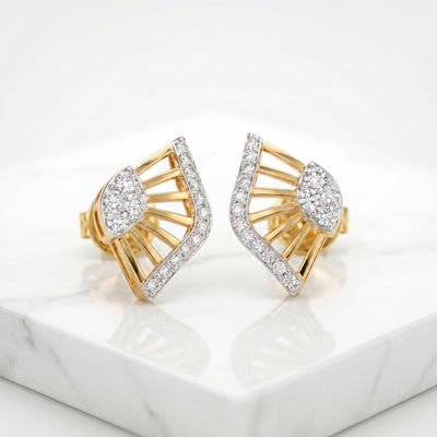 Natural Diamond Rose Gold Fan Earrings