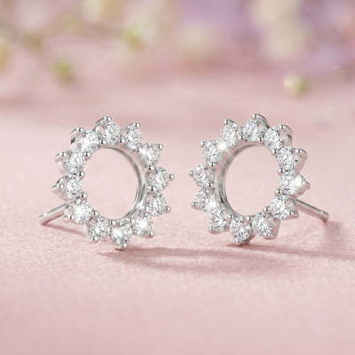 Natural Diamond White Gold Circle Earrings