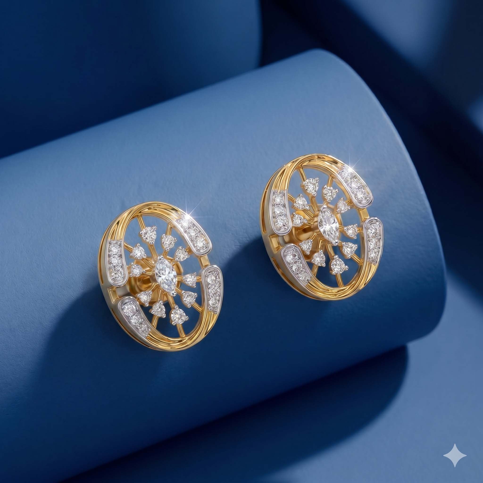 Natural Diamond Rose Gold Oval Earrings