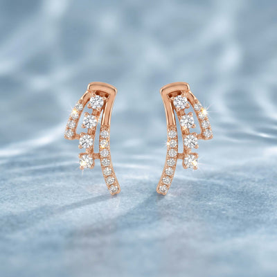 Natural Diamond Rose Gold Wing Earrings