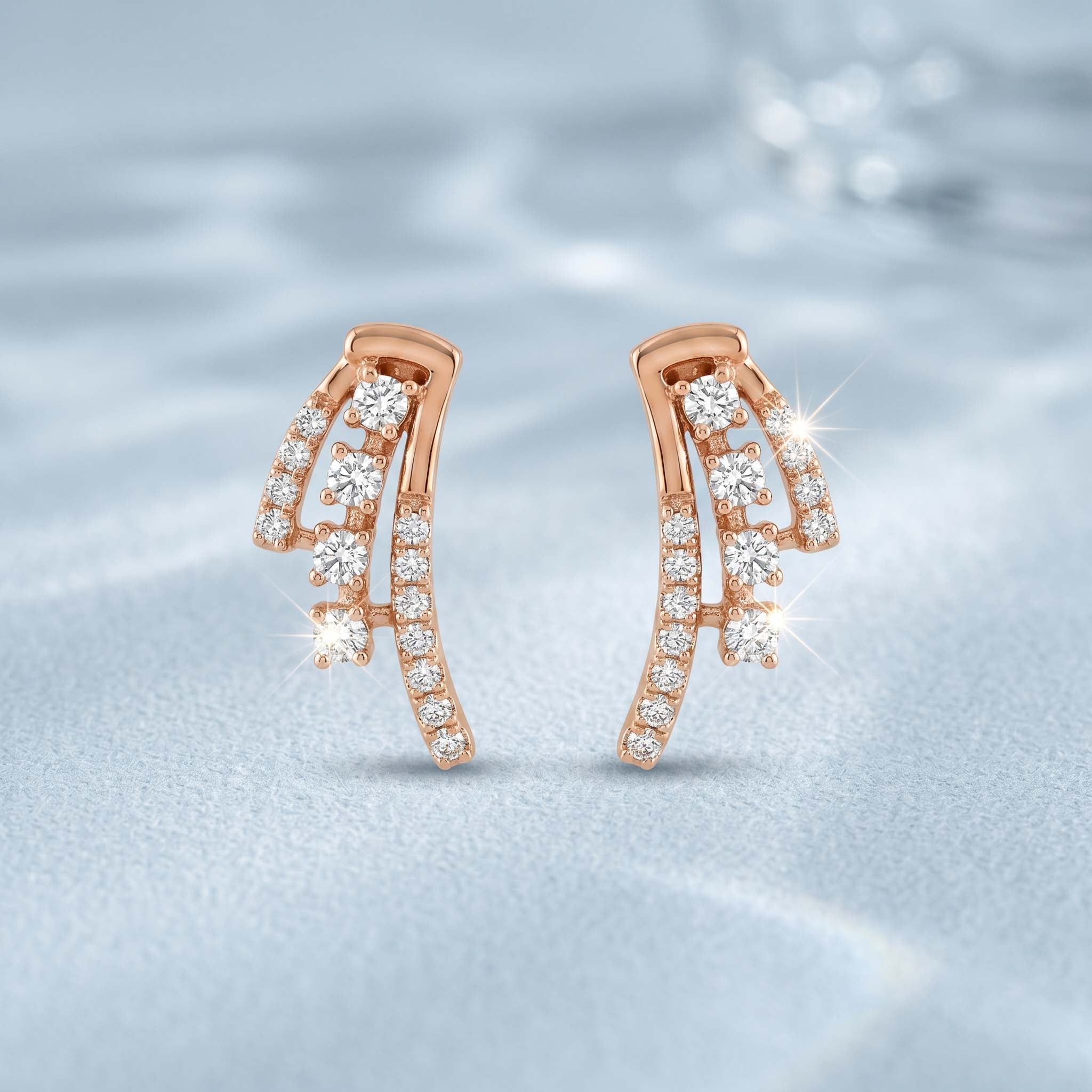 Natural Diamond Rose Gold Wing Earrings