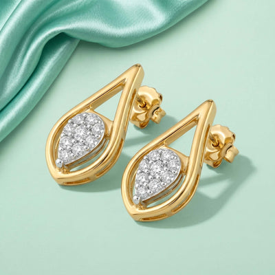 Natural Diamond Rose Gold Teardrop Earrings
