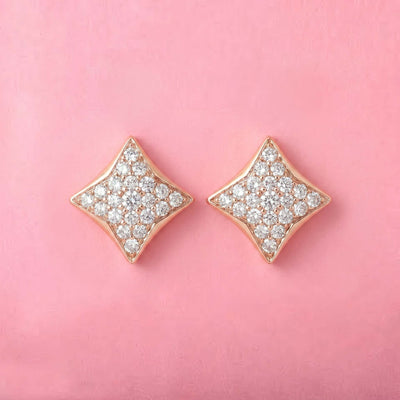 Natural Diamond Rose Gold Star Earrings