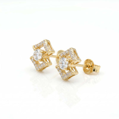 Natural Diamond Rose Gold Rhombus Earrings