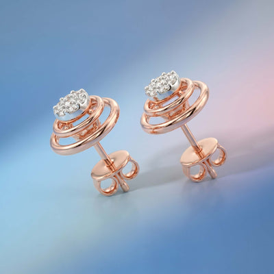 Natural Diamond Rose Gold Orbit Earrings