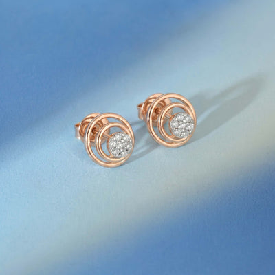 Natural Diamond Rose Gold Orbit Earrings