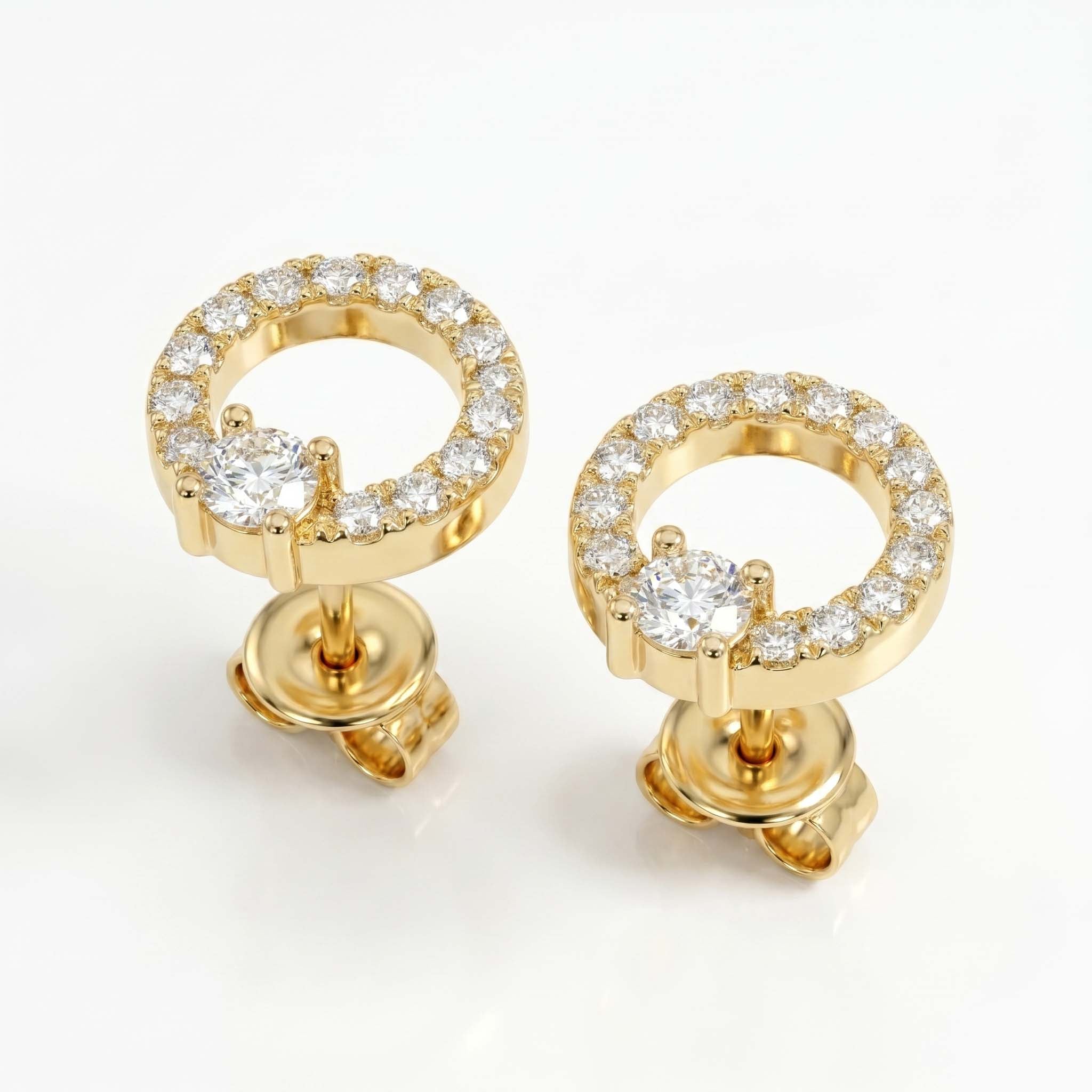 Aura Solitaire Orbit Yellow Gold Earrings