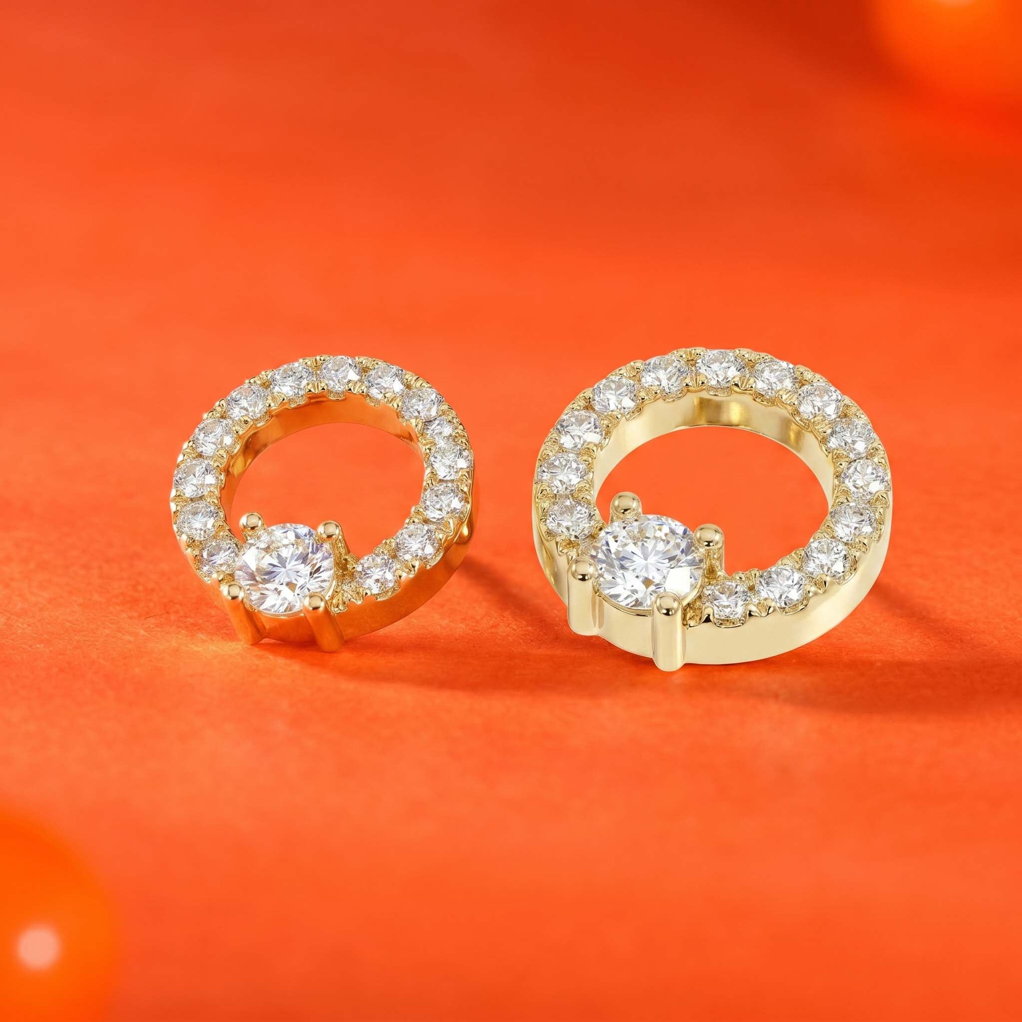 Natural Diamond Rose Gold Halo Earrings