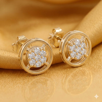 Natural Diamond Rose Gold Wheel Earrings
