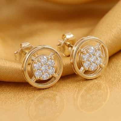 Ethereal Compass Yellow Gold Earrings