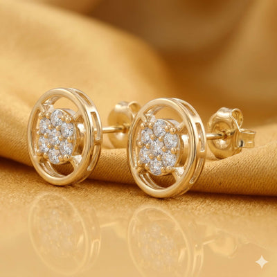 Natural Diamond Rose Gold Wheel Earrings