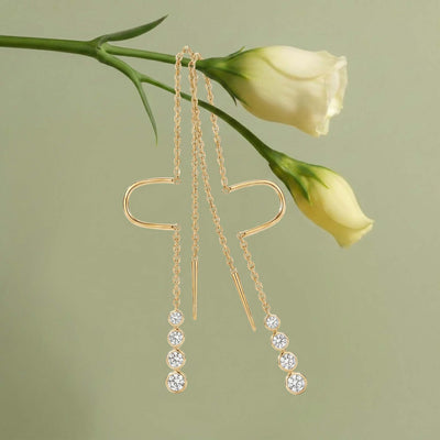 Natural Diamond Rose Gold Drop Earrings
