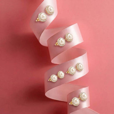 Natural Diamond Rose Gold Pearl Earrings