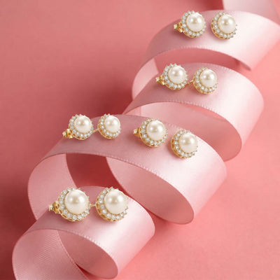 Natural Diamond Rose Gold Pearl Earrings