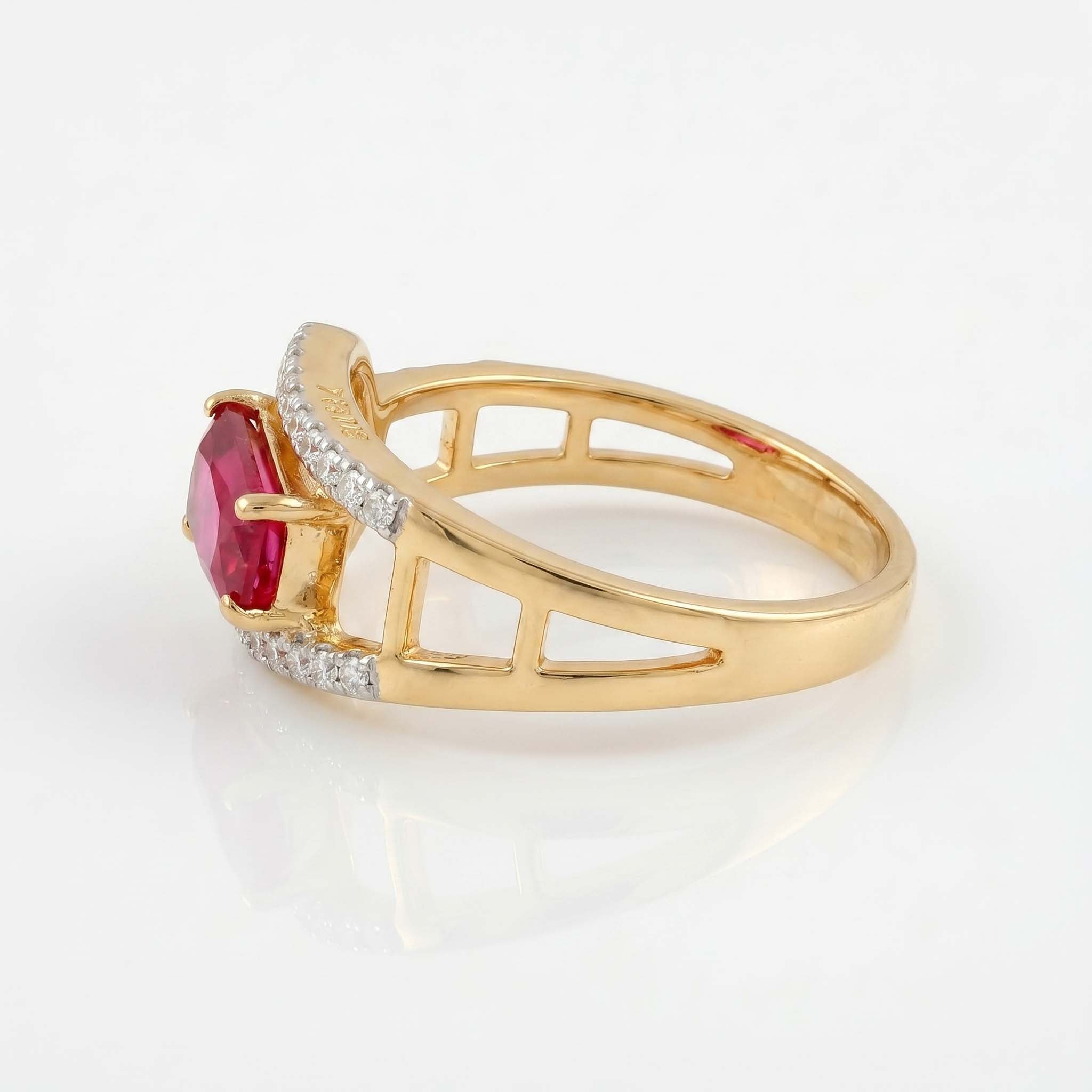 Natural Diamond Rose Gold Ruby Ring