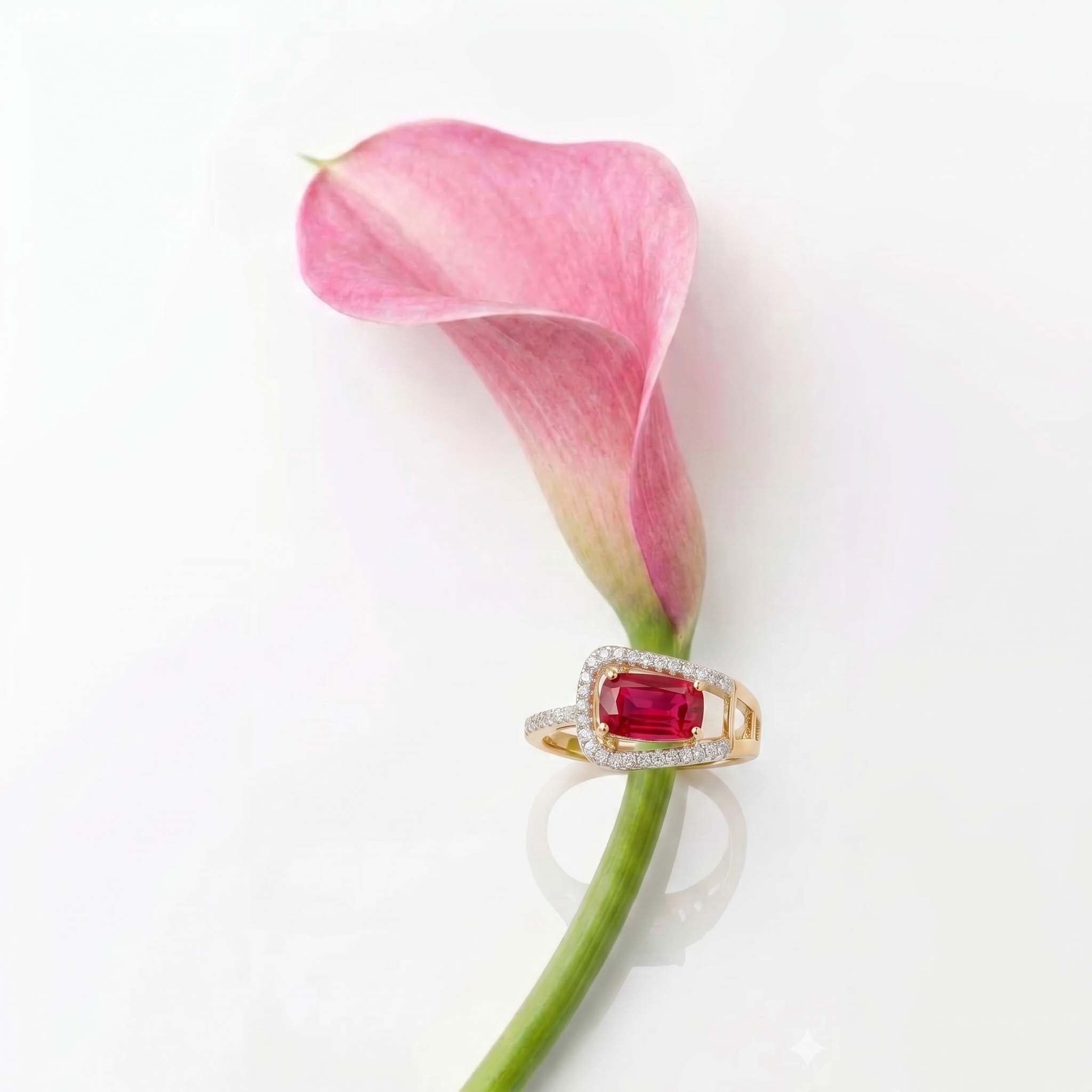 Natural Diamond Rose Gold Ruby Ring