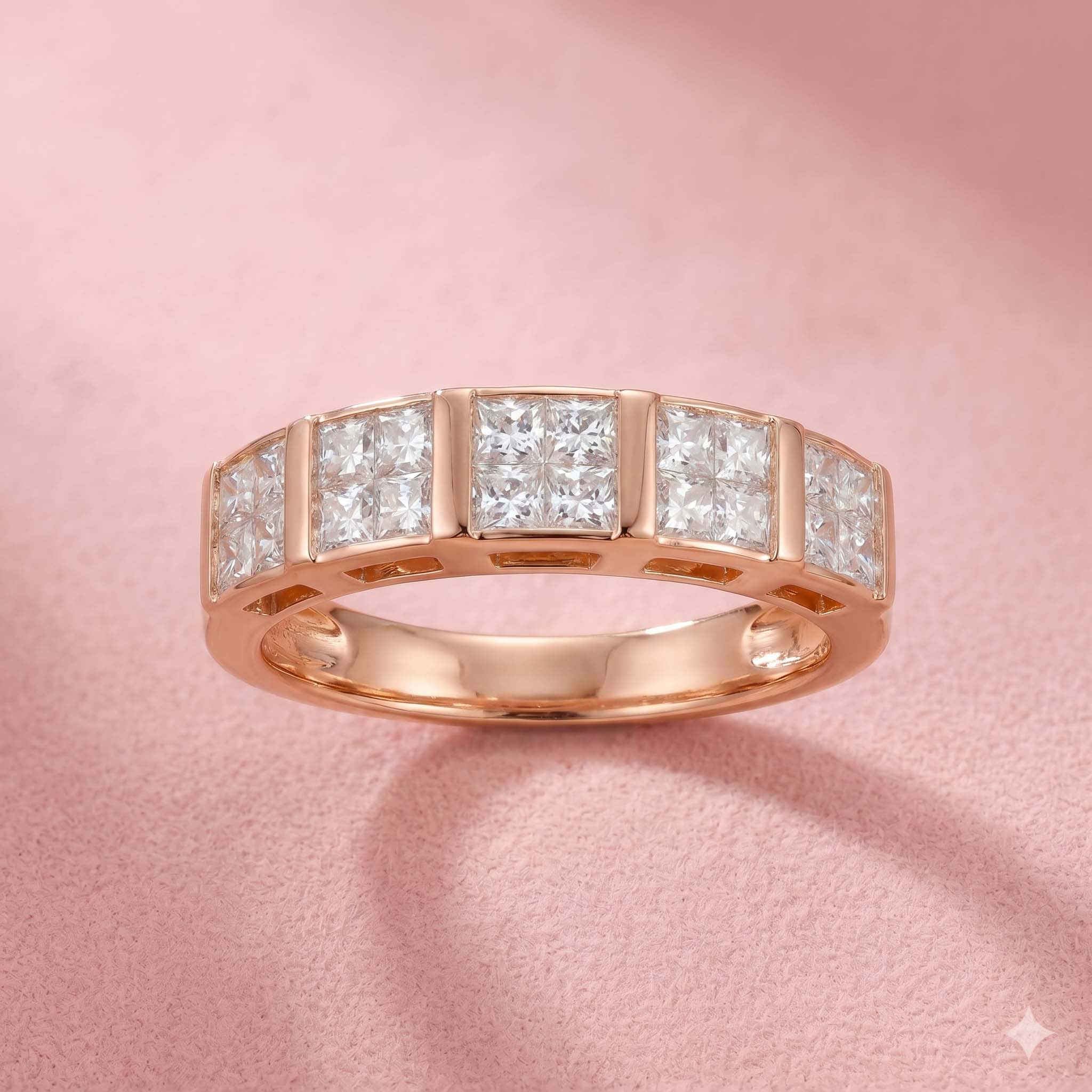 Natural Diamond Rose Gold Band Ring