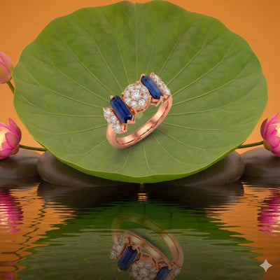 Natural Diamond Rose Gold Sapphire Ring