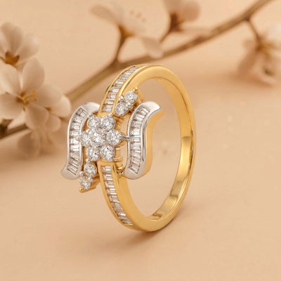 Natural Diamond Rose Gold Wave Ring