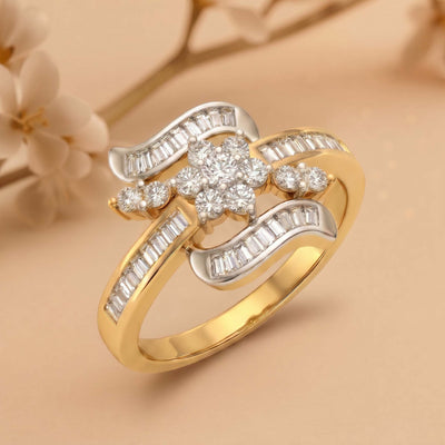 Natural Diamond Rose Gold Wave Ring