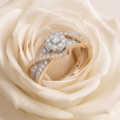 Natural Diamond Rose Gold Layered Ring
