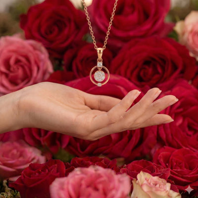 Natural Diamond Rose Gold Circle Pendant