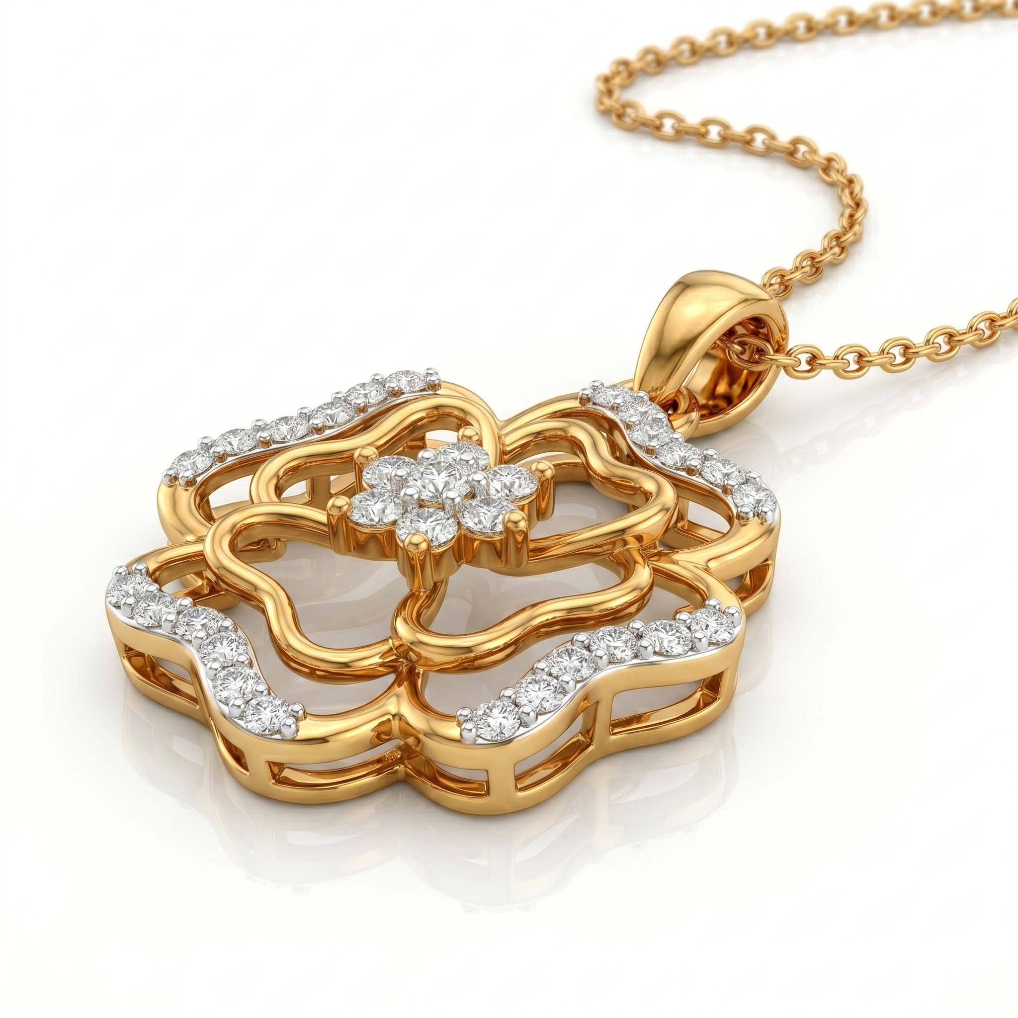 Floral Rose Diamond Pendant